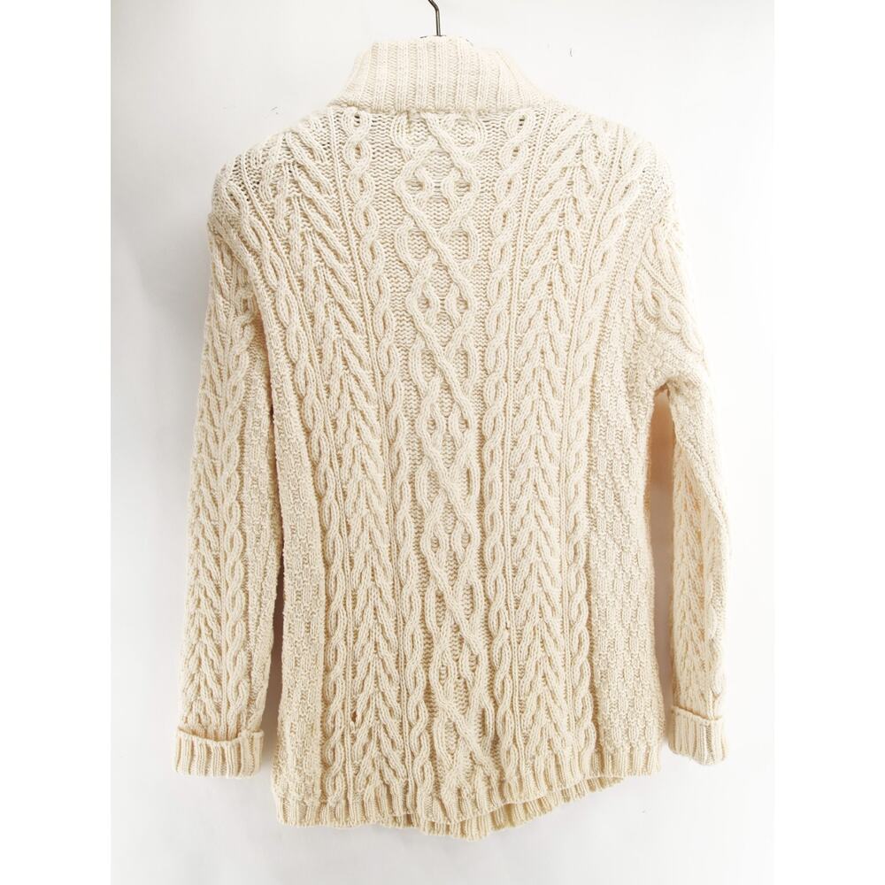 Arancrafts Unisex M Cream Cable Knit 1/4 Zip Sweater Merino Wool Ireland - Picture 9 of 10